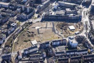 Aerial view, construction site for new residential complex, Mercator Quartier Duisburg,