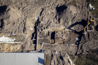 Aerial view, construction site for new residential complex, Mercator Quartier Duisburg,
