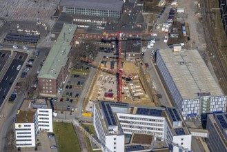 Aerial view, construction site Wuhanstraße Quartier 1, federal police building, new building