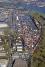 Aerial photo, Duisport, Duisburger Hafen AG, Logport I, container port, Rhine harbour,