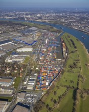 Aerial photo, Duisport, Duisburger Hafen AG, Logport I, container port, Rhine harbour,