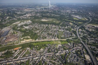 Aerial view, residential area, district Untermeiderich, Duisburg, Ruhr area, North