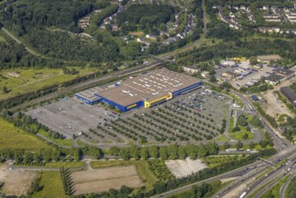 Aerial view, Ikea furniture store at Duisburg-Nord motorway junction, A42 and A59, Obermeiderich,