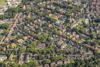 Aerial view, church Polska Misja Katolicka, community primary school and cultural and leisure
