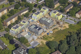 Aerial view, residential area construction site new building Beckstraße, Goerdeler Straße,