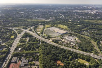 Aerial view, Ikea furniture store at Duisburg-Nord motorway junction, A42 and A59, Obermeiderich,