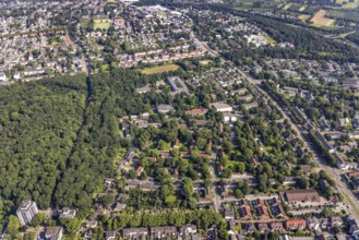 Aerial view, residential area with Kopernikus Gymnasium Walsum and comprehensive school Walsum in