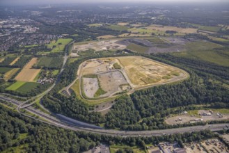Aerial photograph, Wehofen-West tailings pile and Wehofen-Nord landfill on the A59 motorway,