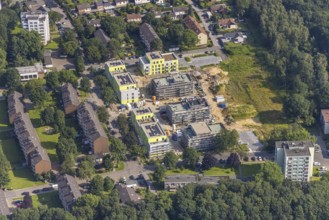 Aerial view, residential area construction site new building Beckstraße, Goerdeler Straße,