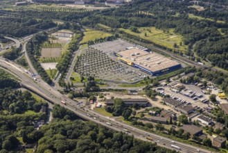 Aerial view, Ikea furniture store at Duisburg-Nord motorway junction, A42 and A59, Obermeiderich,