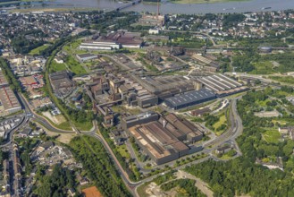Aerial view, ArcelorMittal Hochfeld steel wire plant, Laar, Duisburg, Ruhr area, North