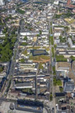 Aerial view, construction project new office building Düsseldorfer Straße at the former city