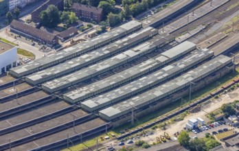Aerial view, Duisburg central station, Dellviertel, Duisburg, Ruhr area, North Rhine-Westphalia,