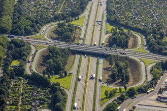 Aerial view, motorway junction Duisburg, A40 and A59, Duissern, Duisburg, Ruhr area, North