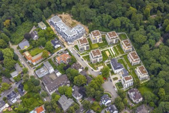 Aerial view, construction site and new construction of residential buildings Kaiserberg, Quartier