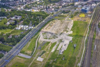 Aerial view, site Alter Güterbahnhof, Duisburger Freiheit, design name Duisburger Dünen,
