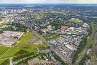 Aerial view, aerial view district Hochfeld, Duisburg, Ruhr area, North Rhine-Westphalia, Germany,