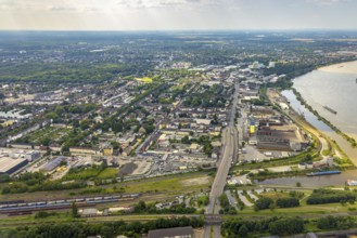 Aerial view, housing estate and commercial area Wanheimer Straße, Eschenstraße, district