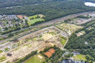 Aerial view, former marshalling yard Wedau, planned new Duisburg residential quarter, Wedau,