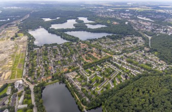Aerial view, 6-Seen-Platte, residential area Wedauer Straße, Kalkweg, Wedau, Duisburg, Ruhr area,