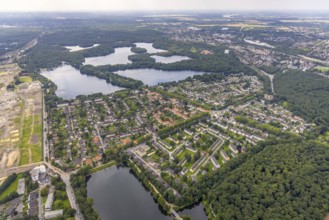 Aerial view, 6-Seen-Platte, residential area Wedauer Straße, Kalkweg, Wedau, Duisburg, Ruhr area,