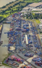 Aerial view, logport I Container Terminal, Friemersheim, Duisburg, Ruhr area, North