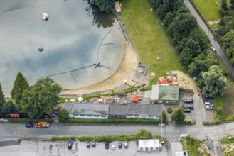 Aerial view, outdoor swimming pool Großenbaum, Großenbaum, Duisburg, Ruhr area, North