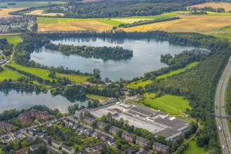 Aerial view, new development area former Real site at Großenbaumer See and Rahmer See, Corona rapid