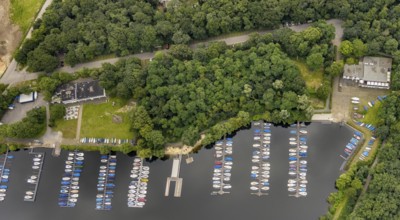 Aerial view, Duisburger Yacht-Club at Masurensee, 6-Seen-Platte, Wedau, Duisburg, Ruhr area, North