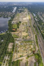Aerial view, former marshalling yard Wedau, planned new Duisburg residential quarter, Wedau,
