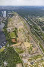 Aerial view, former marshalling yard Wedau, planned new Duisburg residential quarter, Wedau,
