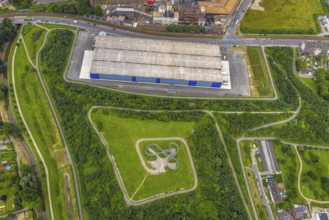Aerial view, Tiger & Turtle - Magic Mountain and new logistics hall, Wanheim-Angerhausen, Duisburg,