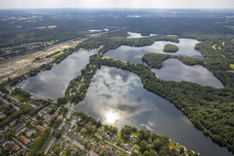 Aerial view, 6-Lakes-Platte, Wedau, Duisburg, Ruhr area, North Rhine-Westphalia, Germany, DE,