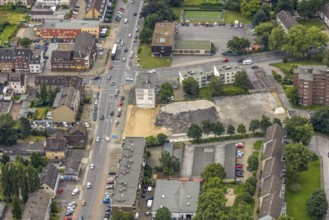 Aerial view, construction site and new building flats Düsseldorfer Landstraße 76 corner Angertaler