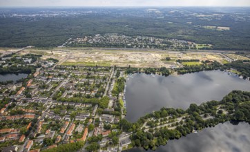 Aerial view, former marshalling yard Wedau, planned new Duisburg residential quarter, Wedau,