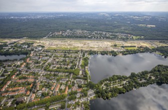 Aerial view, former marshalling yard Wedau, planned new Duisburg residential quarter, Wedau,