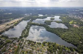 Aerial view, 6-Lakes-Platte, Wedau, Duisburg, Ruhr area, North Rhine-Westphalia, Germany, DE,