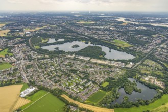 Aerial view, Toeppersee and district Rumeln-Kaldenhausen, Duisburg, Ruhr area, North