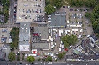 Aerial view, Hochheide residential park, Die Weißen Riesen, weekly market market, Hochheide,