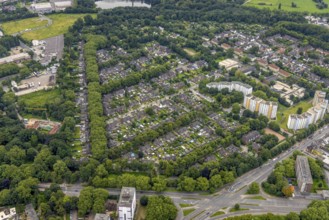 Aerial view, residential park Hochheide, Die Weißen Riesen, Hochheide, Duisburg, Ruhr area, North