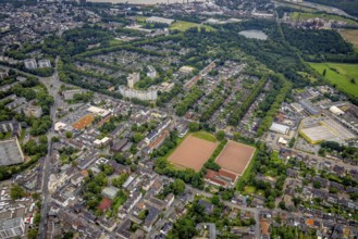 Aerial view, residential park Hochheide, Die Weißen Riesen, Hochheide, Duisburg, Ruhr area, North