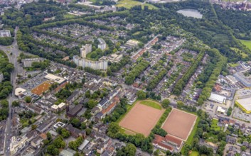 Aerial view, residential park Hochheide, Die Weißen Riesen, Hochheide, Duisburg, Ruhr area, North