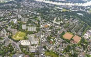 Aerial view, residential park Hochheide, Die Weißen Riesen, Hochheide, Duisburg, Ruhr area, North