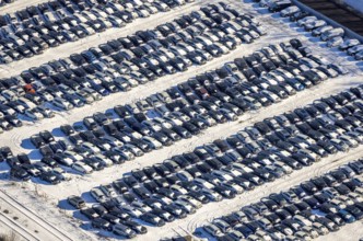 Aerial photo, car warehouse Salloum Logistics, Pontwert, Ruhrort, Duisburg, Ruhr area, North