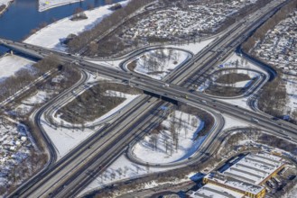 Aerial view, motorway junction Duisburg, A59 and A40, Kaßlerfeld, Duisburg, Ruhr area, North