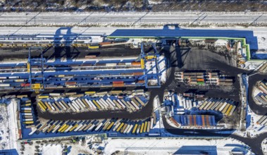Aerial view, Samskip Multimodal Rail Terminal, Duisburg terminal, Container Terminal,