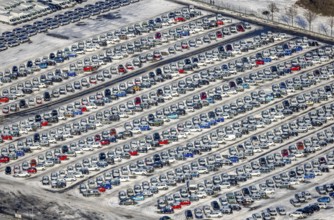 Aerial photo, E. H. Harms AutomobilTransporte and BLG AutoTerminal Duisburg, Osloer Straße,