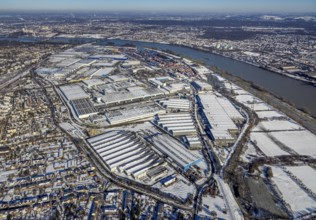 Aerial view, industrial area Bliersheimer Straße, logport I, terminal, container port, DIT Duisburg