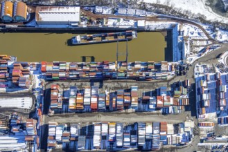 Aerial view, logport I, terminal, container port, DIT Duisburg Intermodal Terminal GmbH, D3T