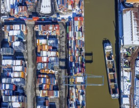 Aerial view, logport I, terminal, container port, DIT Duisburg Intermodal Terminal GmbH, D3T